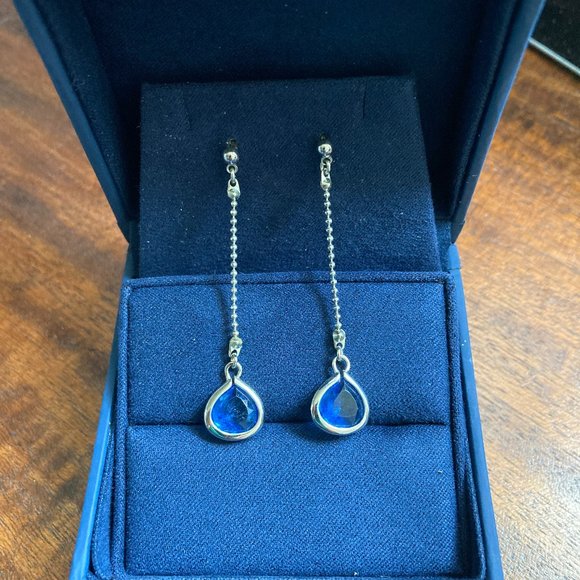 London Blue Topaz Sterling Silver Drop Earrings - Picture 1 of 7